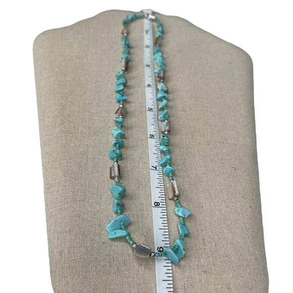 Turquoise Chips & Abalone Shell Beaded Necklace Fashion Jewelry - Picture 4 of 9